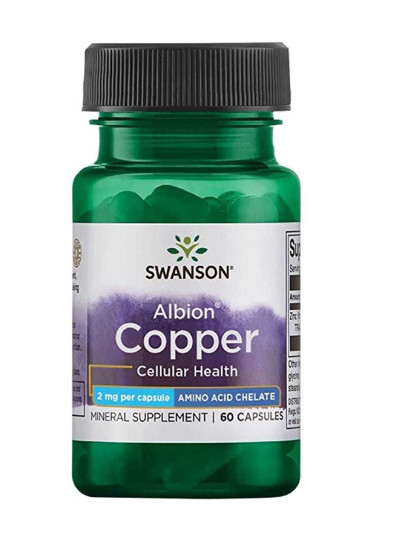 SWANSON - Albion chelated Copper 2mg 60 Capsules - Image 1