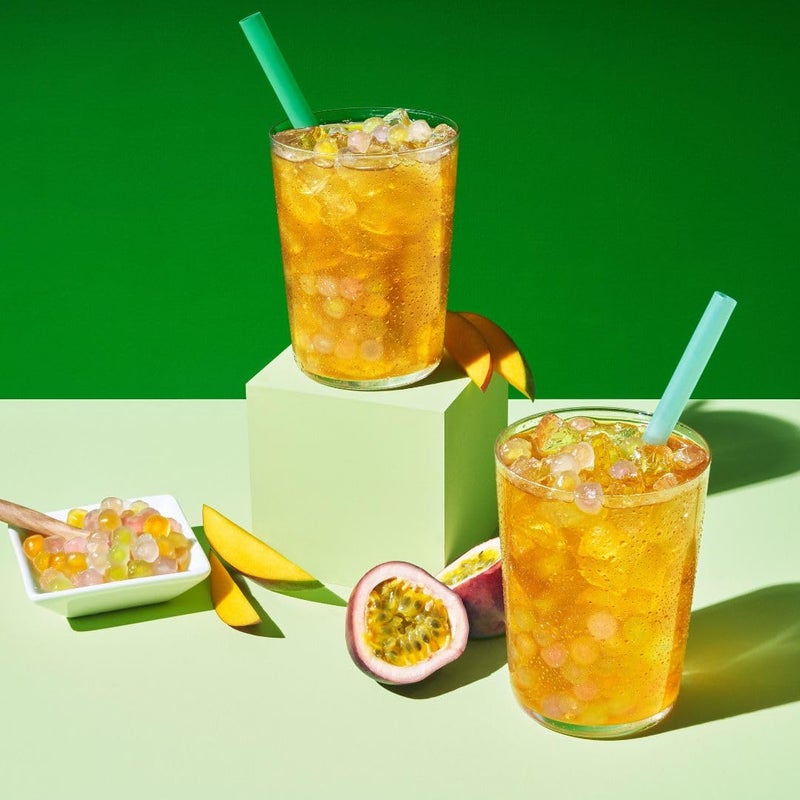 Boba Bundle Kit 10 Serv. Instant Bubble Pearl Variety Milk Tea Kit with Authentic Brown Sugar Tapioca Pearls by Yulu Foods - Ready in Under 1 Minute, Includes Paper Straws - Gift Box, Holiday (Classic, Mango Peach, Passionfruit) - Image 4