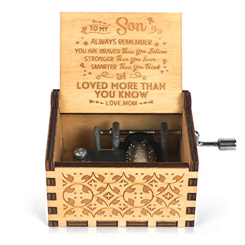 BOOB You are My Sunshine Music Box Hand Crank Engraved Musical Box Antique Vintage small tiny Gift To My Son from Mom birthday anniversary Christmas Valentine's Day - Image 1