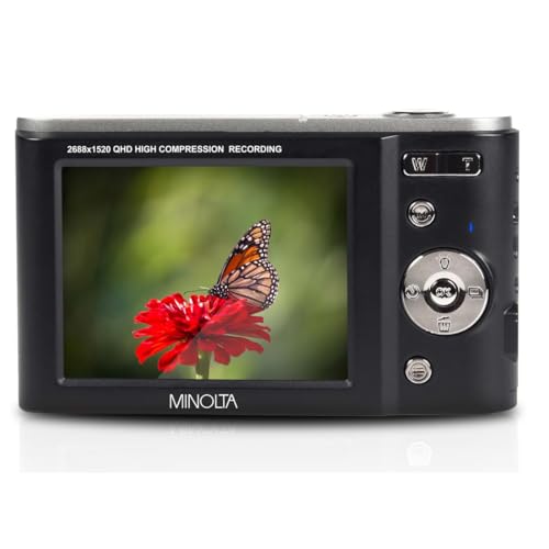 Minolta MND20 44MP Digital Camera – 2.7K Ultra HD Video, 16X Digital Zoom, Anti-Shake Stabilization, Time Lapse, Face Detection, 2.9-inch LCD Display – Lightweight Compact Camera (Black) - Image 4