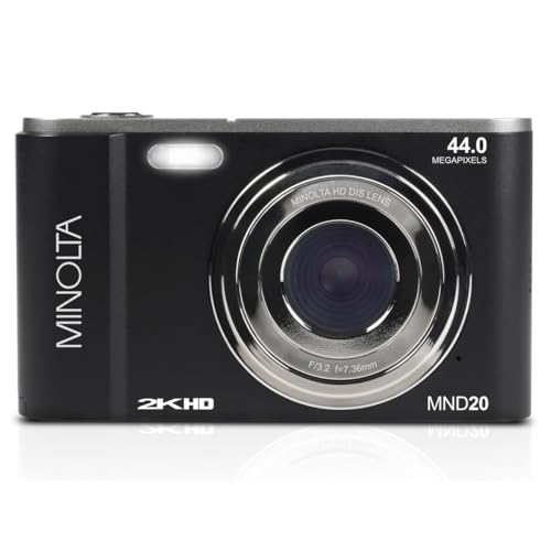 Minolta MND20 44MP Digital Camera – 2.7K Ultra HD Video, 16X Digital Zoom, Anti-Shake Stabilization, Time Lapse, Face Detection, 2.9-inch LCD Display – Lightweight Compact Camera (Black) - Image 1