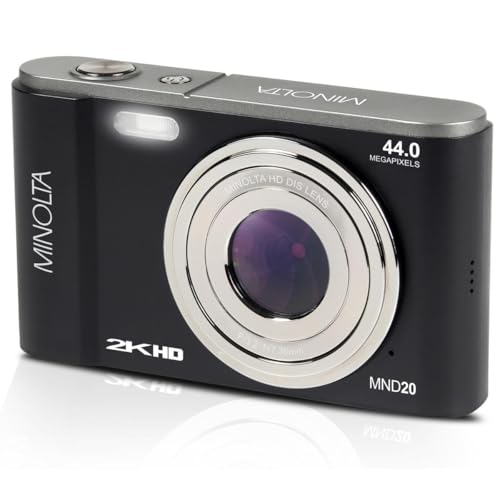 Minolta MND20 44MP Digital Camera – 2.7K Ultra HD Video, 16X Digital Zoom, Anti-Shake Stabilization, Time Lapse, Face Detection, 2.9-inch LCD Display – Lightweight Compact Camera (Black) - Image 2