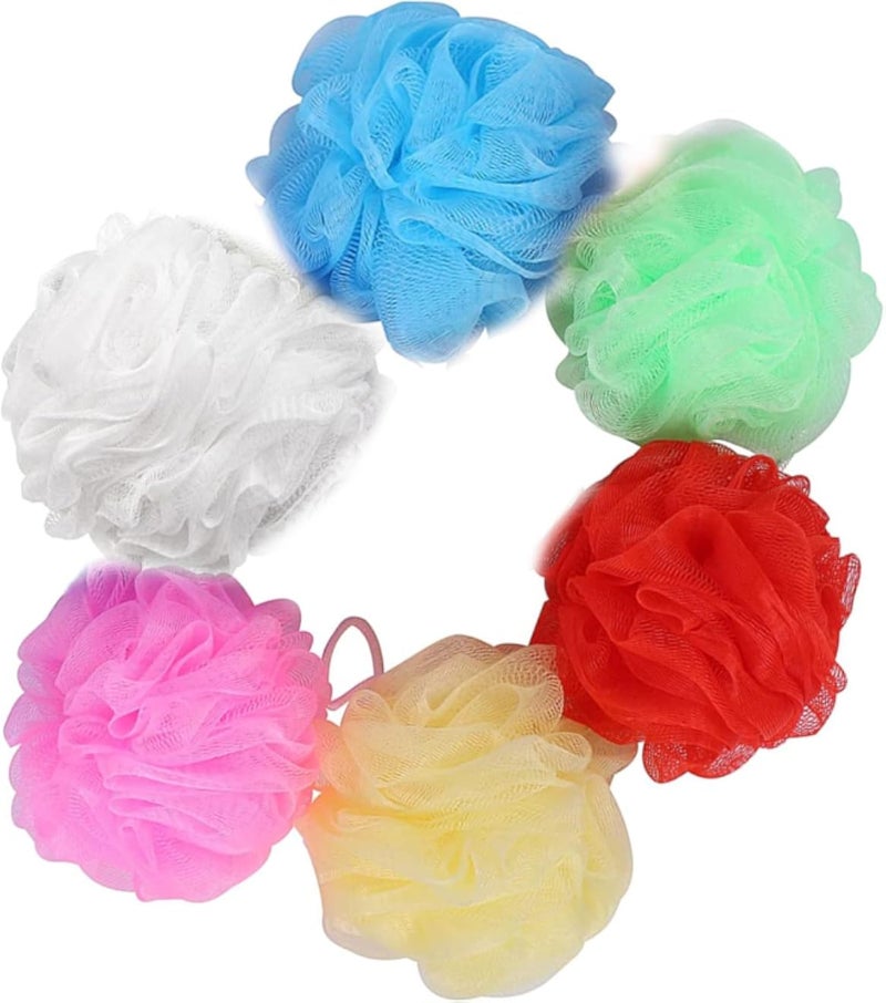 ECVV Bath Sponge Mesh Loofahs 6 Colors Mesh Poufs Shower Ball Skin Friendly Bathing Exfoliator for Men and Women Kids Bathing Boday Scrubber-Pack Of 6
