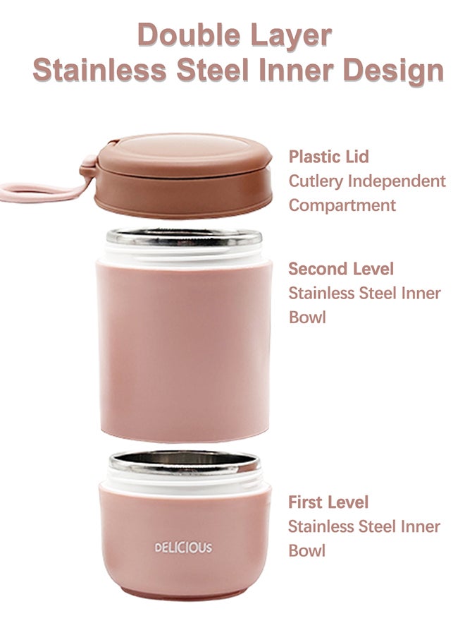 Noon East Double Wall Snack cup, 11oz + 14oz, Reusable, Leak Proof, Microwave, Dishwasher and Freezer Safe - Pink  - Image 3