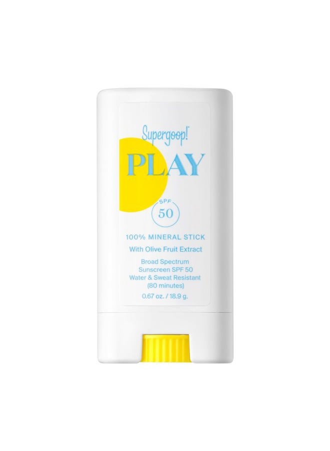 Supergoop! PLAY 100% Mineral Stick SPF 50, 0.67 oz - On-the-Go Broad Spectrum Face Sunscreen For Sensitive Skin - Water Resistant - Vegan - Clean ingredients - Image 1