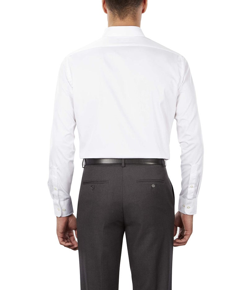 Van Heusen Men's Pinpoint Regular Fit Solid Button Down Collar Dress Shirt, White, 16.5" Neck 36"-37" Sleeve - Image 2