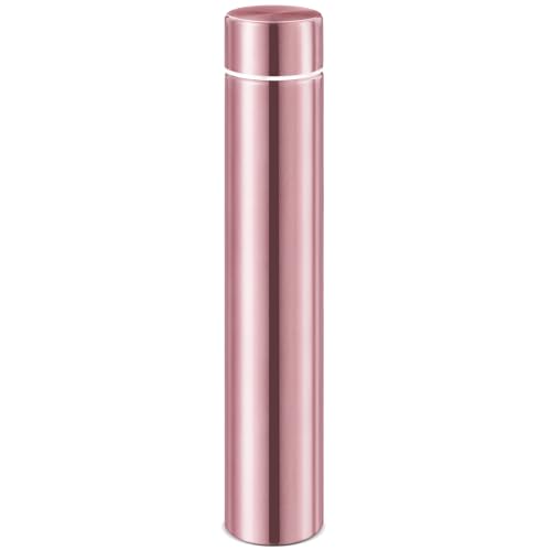 Vesici 1 Pack Slim Water Bottle 8.8 oz Small Stainless Steel Purse Compact Insulated Water Bottles Camping Travel Backpack Pocket Flask for Car Cold Coffee Tea (Rose Gold) - Image 1