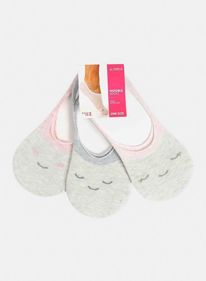Carina Cotton Invisible Socks - 3 Pairs - Image 1