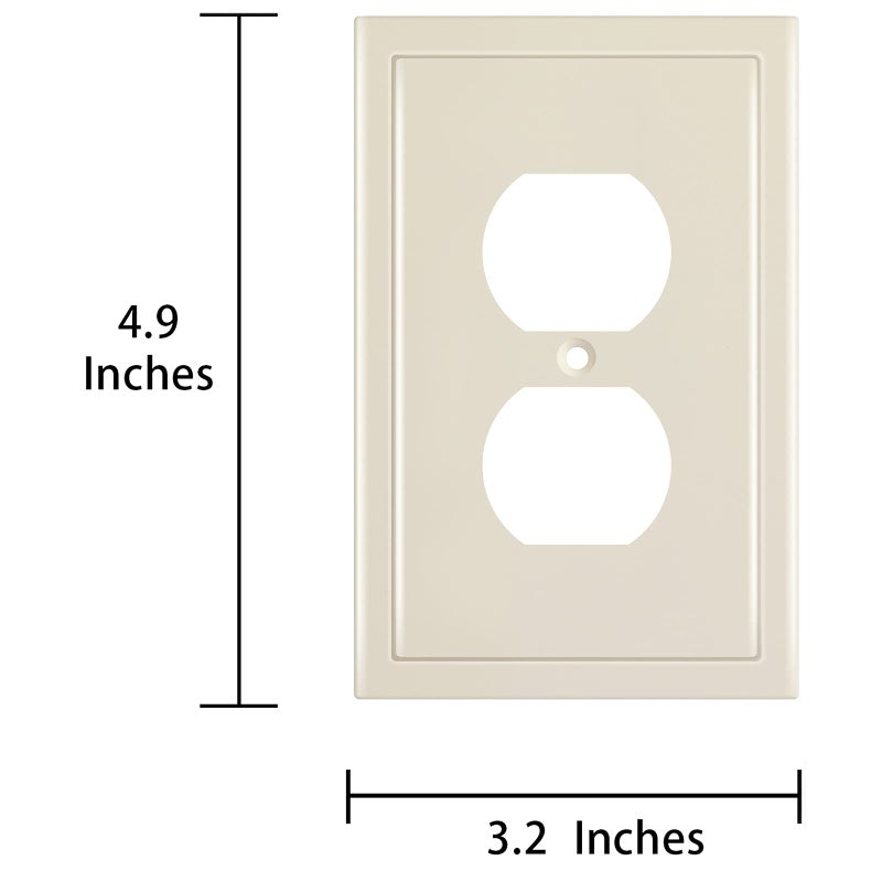 Henne Bery Modern Edge Decorative Wall Plate Switch Plate Outlet Cover, Durable Solid Zinc Alloy (Single Duplex 2PK, Light Almond) - Image 3