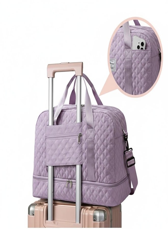 WILDHORN 37 litres Nylon Travel Duffle Bag for Men & Women | 49 cm Weekender Gym Bag with Back Zipper Pocket & Trolley Strap | Overnight Cabin Luggage Shoulder Bag (Lavender) - Image 3