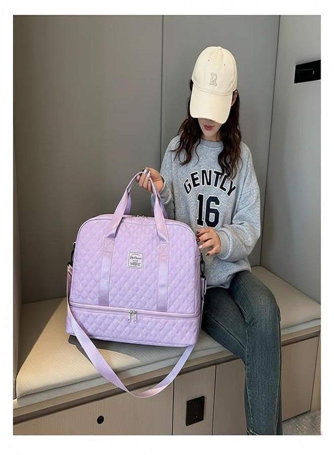 WILDHORN 37 litres Nylon Travel Duffle Bag for Men & Women | 49 cm Weekender Gym Bag with Back Zipper Pocket & Trolley Strap | Overnight Cabin Luggage Shoulder Bag (Lavender) - Image 5