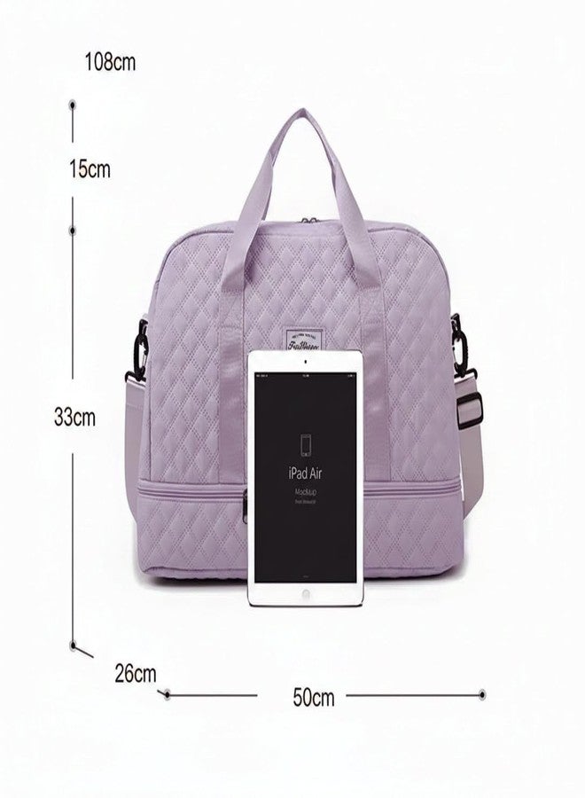 WILDHORN 37 litres Nylon Travel Duffle Bag for Men & Women | 49 cm Weekender Gym Bag with Back Zipper Pocket & Trolley Strap | Overnight Cabin Luggage Shoulder Bag (Lavender) - Image 2