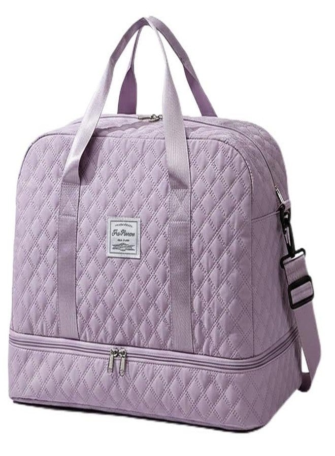 WILDHORN 37 litres Nylon Travel Duffle Bag for Men & Women | 49 cm Weekender Gym Bag with Back Zipper Pocket & Trolley Strap | Overnight Cabin Luggage Shoulder Bag (Lavender) - Image 1