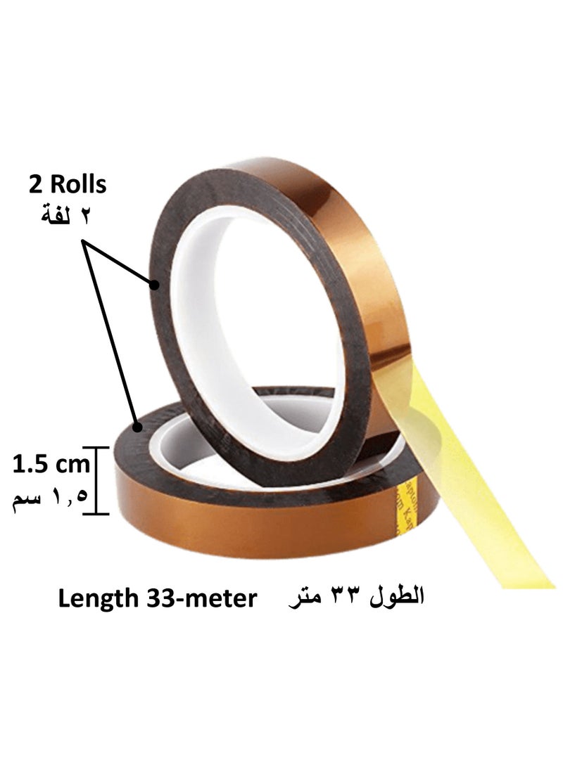 Generic 2 Rolls × 33m Long Gold Finger High Temperature Resistant Tape Heat BGA Tape Thermal Insulation Tape Polyimide Adhesive Insulating adhesive Tape 3D printing Board protection (15mm)  - Image 2