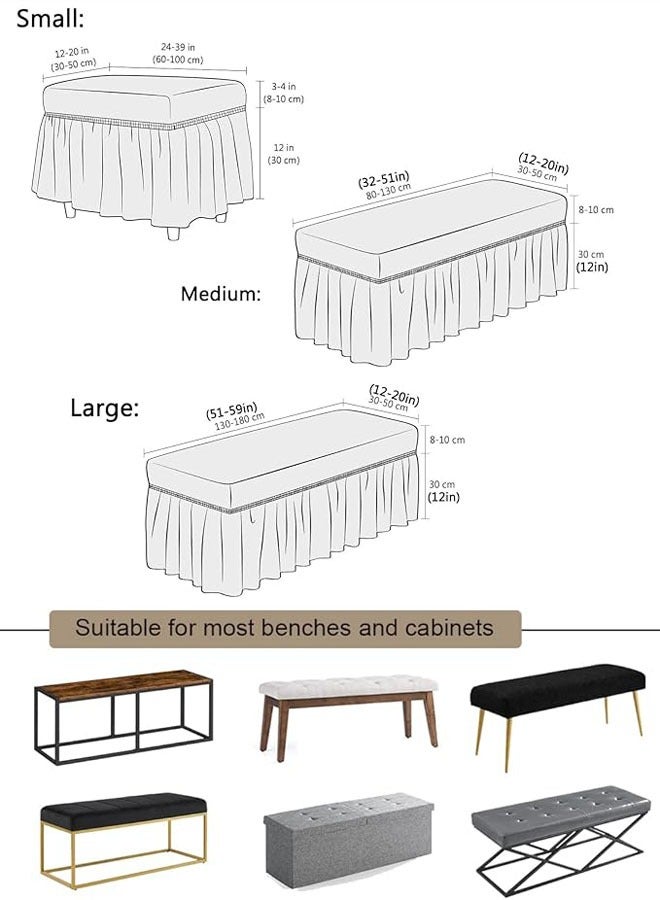 عام غطاء مقعد كنب مبطن من المطاط، قابل للإزالة والغسيل، مع تنورة مصمم لبنك صالون أو غرفة طعام. مناسب للغرفة المعيشة، النوم، وغرفة الطعام. يحمي الأثاث من الأتربة والأوساخ، ويضيف طابعًا فاخرًا للمكان. - Image 5