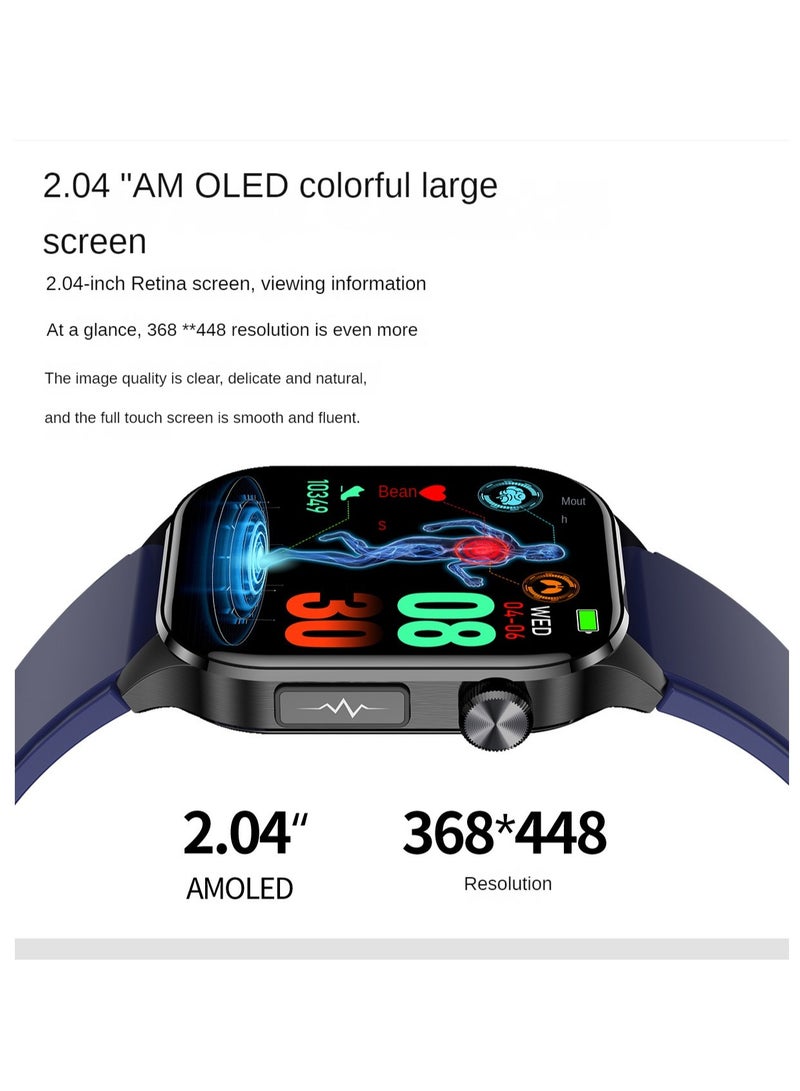 AROAQ ET580 smart watch, durable elegant Bluetooth calling smart watch, Amoled Display fitness tracker watch with blood pressure Blood sugar monitoring, (Brown leather) - Image 2