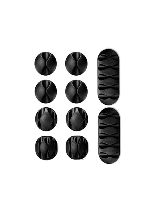 Green Tiger Cable Clips, 10 Pack Adhesive Cord Holders, Ideal Cords Management for Organizing Cable Wires-Home, Office, Car, Desk & Nightstand (Black) - Image 1