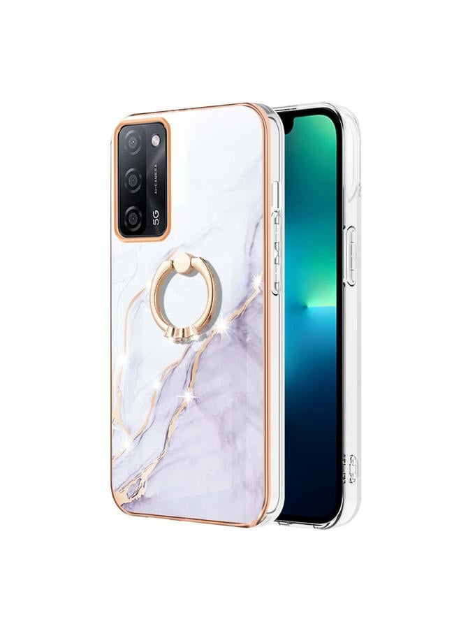 S-TOP Case For OPPO A53s 5G / A55 5G / A54 4G / A16 / A54s Electroplating Marble Pattern IMD TPU Phone Case with Ring Holder - Image 2