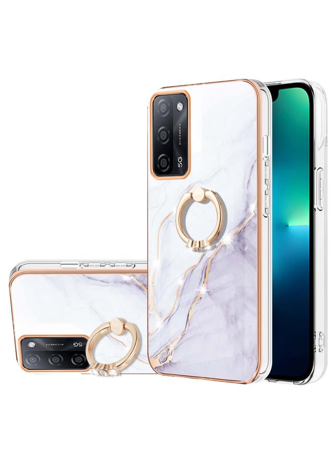 S-TOP Case For OPPO A53s 5G / A55 5G / A54 4G / A16 / A54s Electroplating Marble Pattern IMD TPU Phone Case with Ring Holder - Image 1