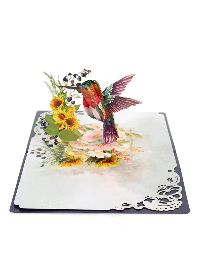 CUT POPUP.COM Cutpopup Hummingbird Birthday Card Pop Up, Mothers Day, 3D Popup Greeting Card, Birthday Card For Women (Hummingbird Sunflower) - Image 2
