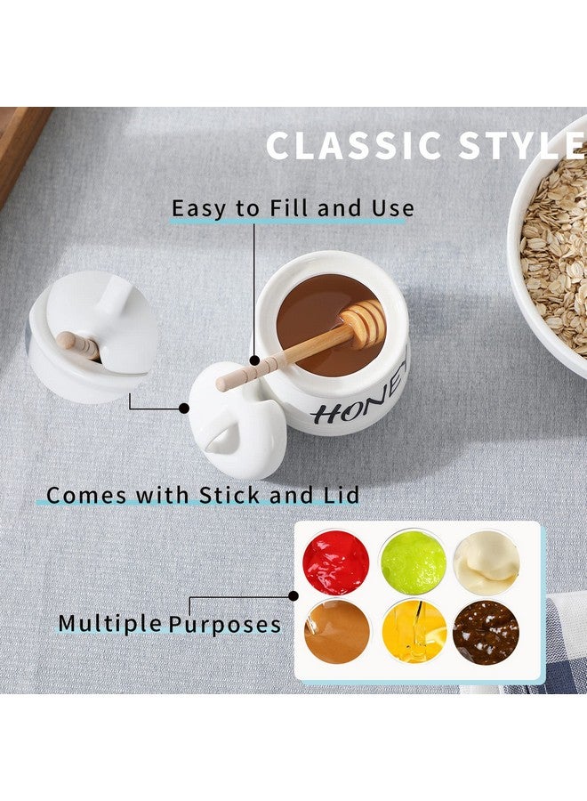 HAOTOP وعاء عسل من البورسلين HAOTOP مع غطاء ومغرفة عسل 12 أونصة (أبيض) - Image 4