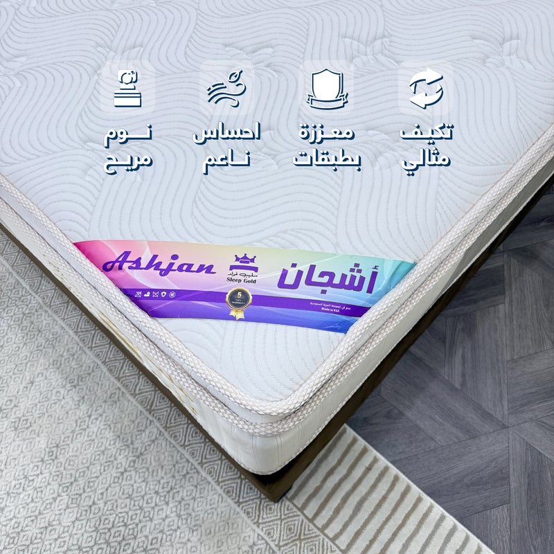 سليب قولد مرتبة نوم فندقية فاخرة من سليب قولد - فئة أشجان - بوكيت سبرينج - مقاس 30سم الارتفاع * 90سم العرض * 190سم الطول | دعم للظهر، امتصاص للحركة، مريحة - Image 3
