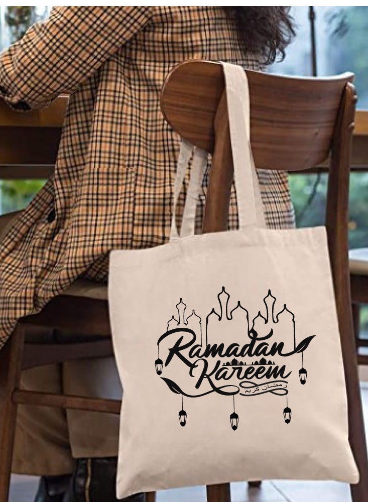 PRINTSHOP4ME Ramadan Cotton Shopper Bag - Reusable and Eco-Friendly Tote Bag - Gifts for Ramadan - Women - Perfect for Shopping and Everyday Use  - Image 3