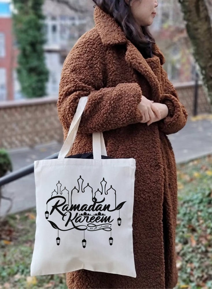 PRINTSHOP4ME Ramadan Cotton Shopper Bag - Reusable and Eco-Friendly Tote Bag - Gifts for Ramadan - Women - Perfect for Shopping and Everyday Use  - Image 5