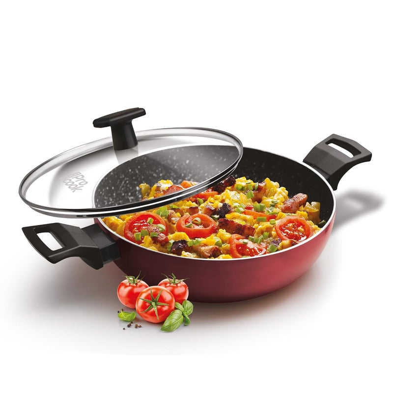 MILTON Pro cook MILTON Pro cook Granito Induction Kadhai with Lid 22 cm 21 Litre Burgundy 2 Years Warranty - Image 1