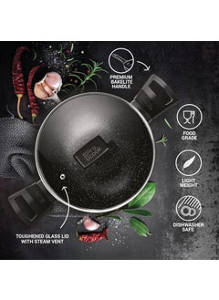 MILTON Pro cook MILTON Pro cook Granito Induction Kadhai with Lid 22 cm 21 Litre Burgundy 2 Years Warranty  - Image 4