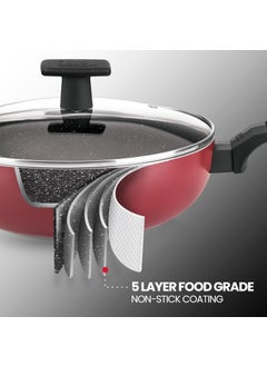 MILTON Pro cook MILTON Pro cook Granito Induction Kadhai with Lid 22 cm 21 Litre Burgundy 2 Years Warranty  - Image 3