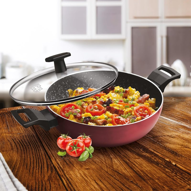 MILTON Pro cook MILTON Pro cook Granito Induction Kadhai with Lid 22 cm 21 Litre Burgundy 2 Years Warranty - Image 5