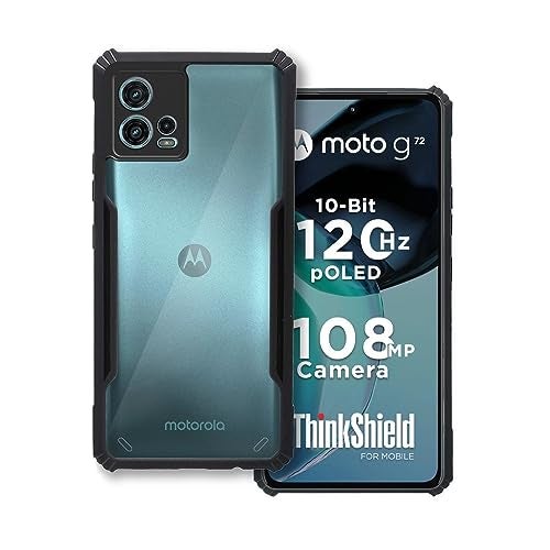 Plus Polycarbonate 360 Degree Protection Black Border Back Cover for Motorola Moto G72 - Black - Image 1