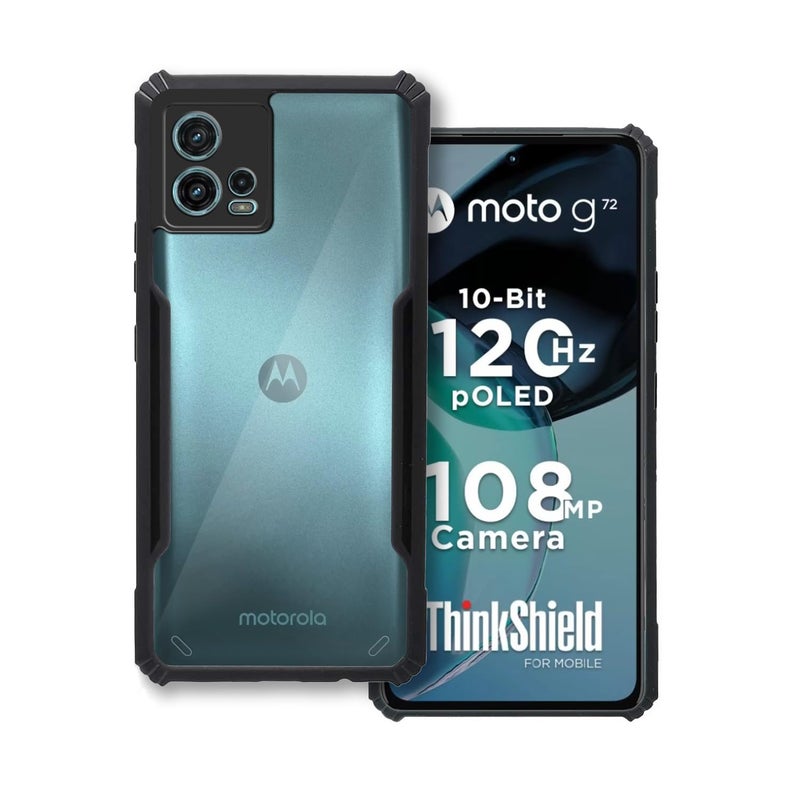 Plus Polycarbonate 360 Degree Protection Black Border Back Cover for Motorola Moto G72 - Black - Image 5