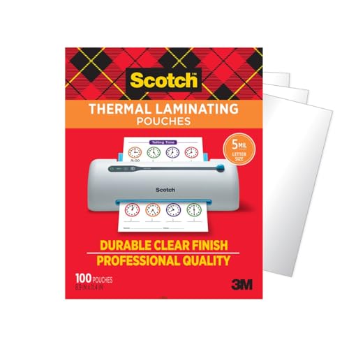 Scotch Thermal Laminating Pouches, 100 Count, Clear, 5 mil., Laminate Homemade Ornaments, Christmas Banners and Gift Tags, Ideal Holiday Supplies, Fits Letter Sized (8.9 in. × 11.4 in.) Paper - Image 1