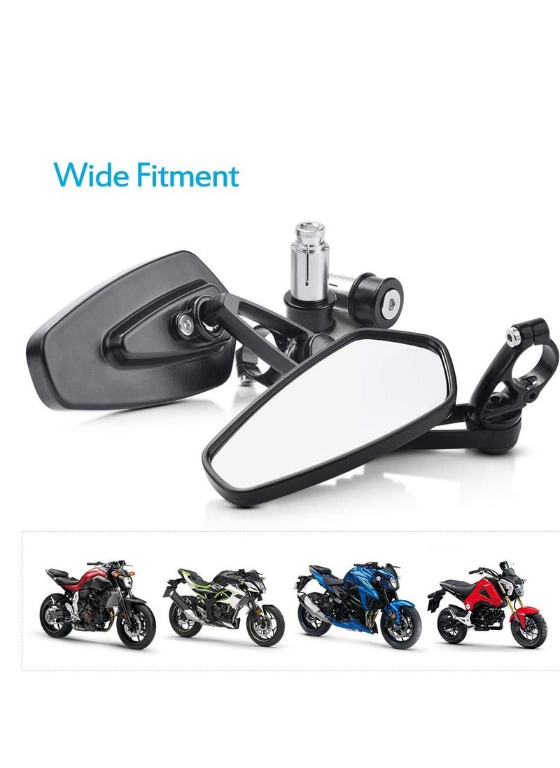SYOSI - Motorcycle Mirrors, Handlebar Mirrors Rearview Side CNC Handlebar Reflectors Reverse Mirrors Compatible with Honda Grom, Yamaha, Kawasaki, Ducati, Suzuki, and Most - Image 1