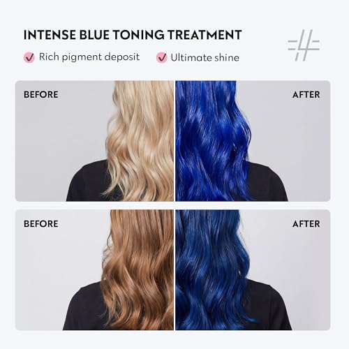 Four Reasons Color Mask INTENSE Blue 27 Colors Intensive Toning Treatment Color Depositing Conditioner Semi Permanent Blue Hair Dye for Lightened and Colored Hair 100 Vegan 676 fl oz - Image 3