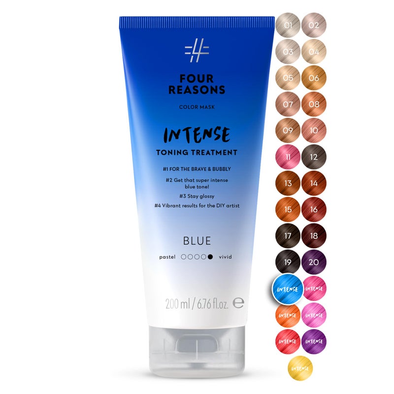 Four Reasons Color Mask INTENSE Blue 27 Colors Intensive Toning Treatment Color Depositing Conditioner Semi Permanent Blue Hair Dye for Lightened and Colored Hair 100 Vegan 676 fl oz - Image 2