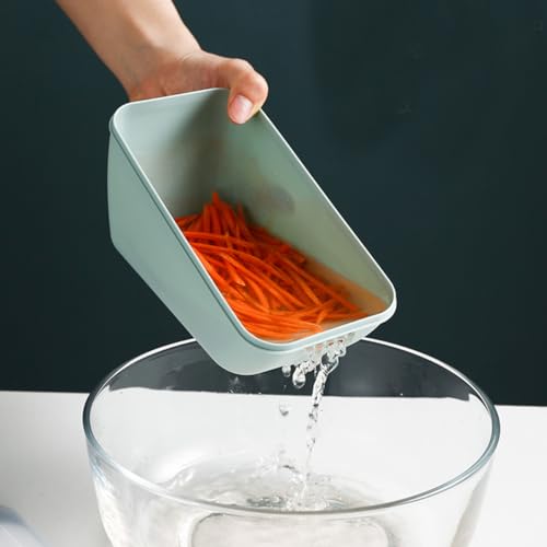 Potency Stainless Steel Mandoline Food Slicer With Container - For Kitchen, Potato, Tomato, Carrot, Onion - Julienne Shredder (Yellow) - Image 4