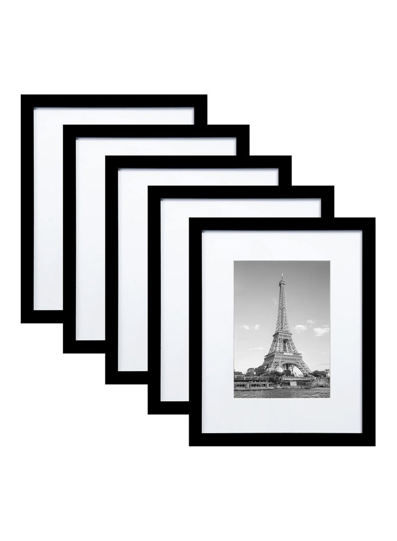 YelaJoy Picture Frame Set of 5, Display Pictures 8x10 Without Mat, Wall Gallery Photo Frames for Rustic Home Decor(Black) (8x10 inch) - Image 1