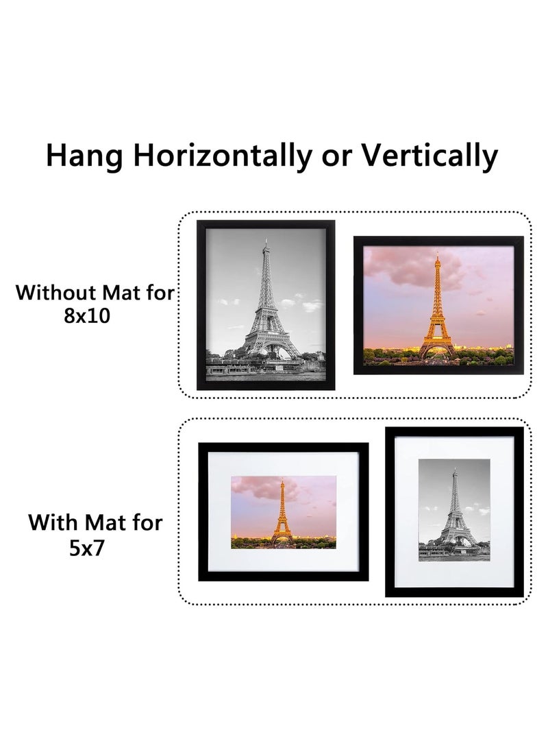 YelaJoy Picture Frame Set of 5, Display Pictures 8x10 Without Mat, Wall Gallery Photo Frames for Rustic Home Decor(Black) (8x10 inch) - Image 4