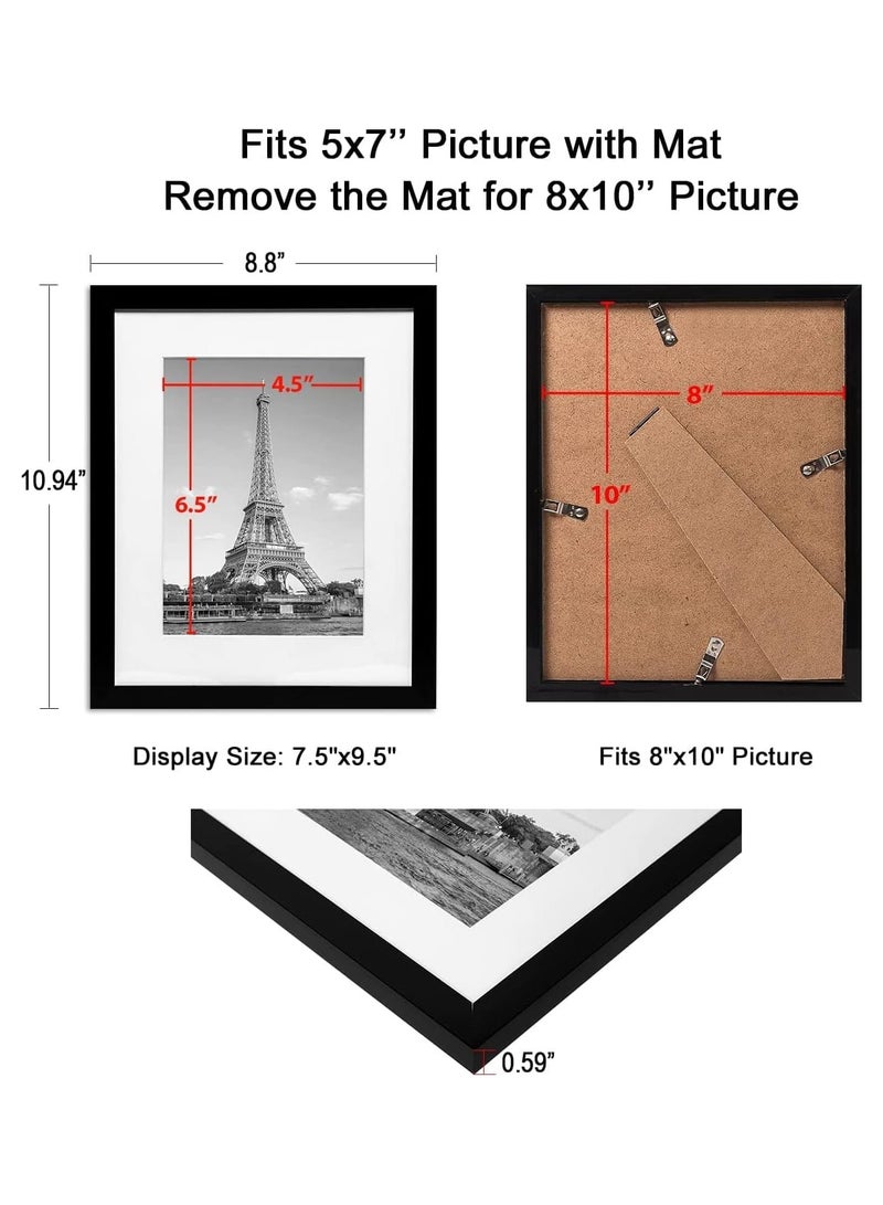 YelaJoy Picture Frame Set of 5, Display Pictures 8x10 Without Mat, Wall Gallery Photo Frames for Rustic Home Decor(Black) (8x10 inch) - Image 5