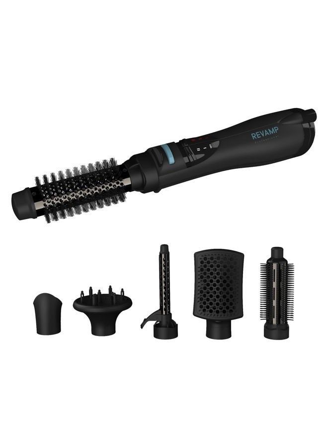 Revamp Progloss Airstyle 6-in-1 Hot Air Multi Styler – Hair Dryer Brush for Wet or Dry Hair Styling – Ceramic Barrel Infused with Progloss Oils for Frizz-Free Shine – Auto-Off & 9' Swivel Cord - Image 1