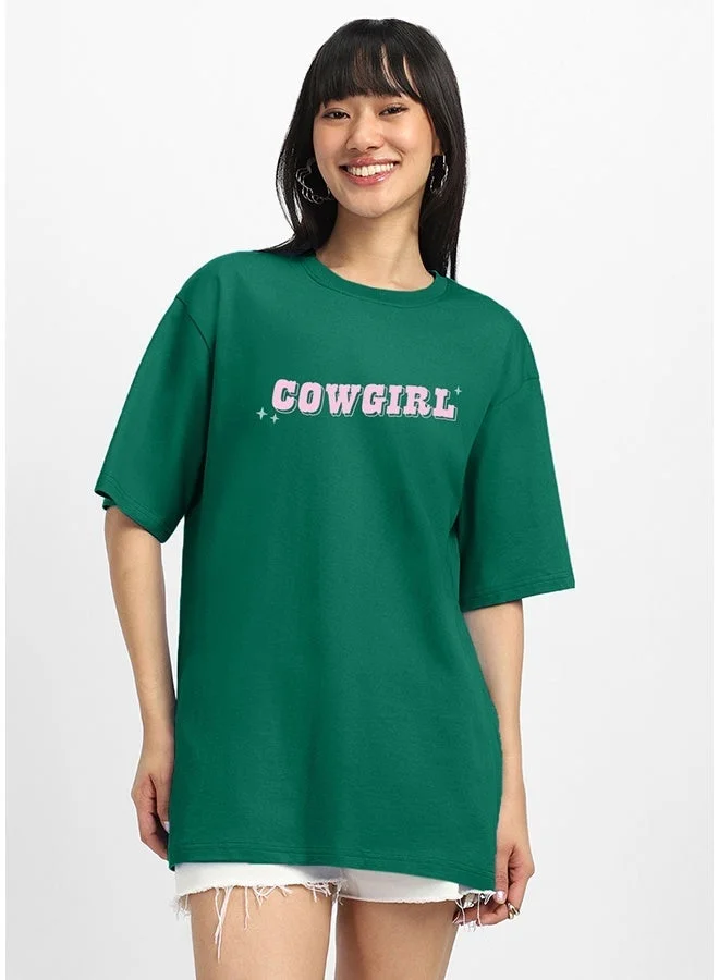 Juneberry Juneberry Pure Cotton  Printed Tshirt  DARKGREEN Color For Women