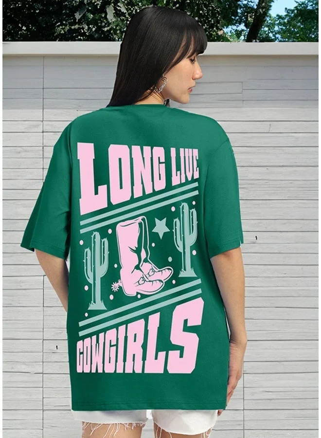 Juneberry Juneberry Pure Cotton  Printed Tshirt  DARKGREEN Color For Women