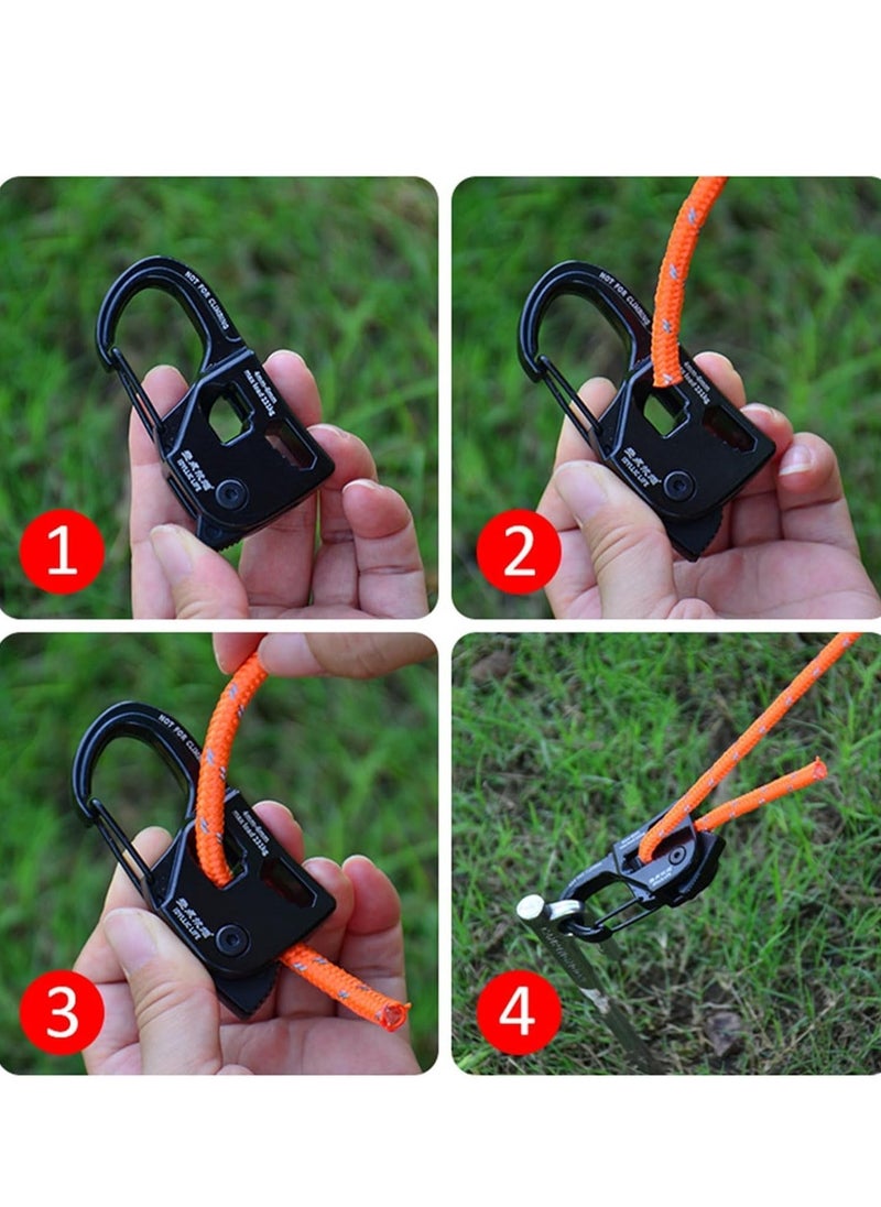Generic - Tent Rope Tensioner with Ropes Aluminum Alloy Camping Ultralight Guyline Cord Adjuster of Gear for Guylines, Hiking, Lightweight Tensioners for 2-6 mm Guy Lines - Image 1
