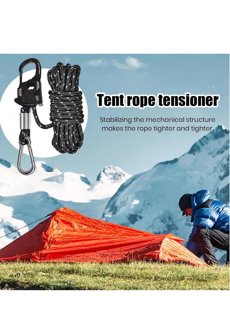 Generic - Tent Rope Tensioner with Ropes Aluminum Alloy Camping Ultralight Guyline Cord Adjuster of Gear for Guylines, Hiking, Lightweight Tensioners for 2-6 mm Guy Lines - Image 1