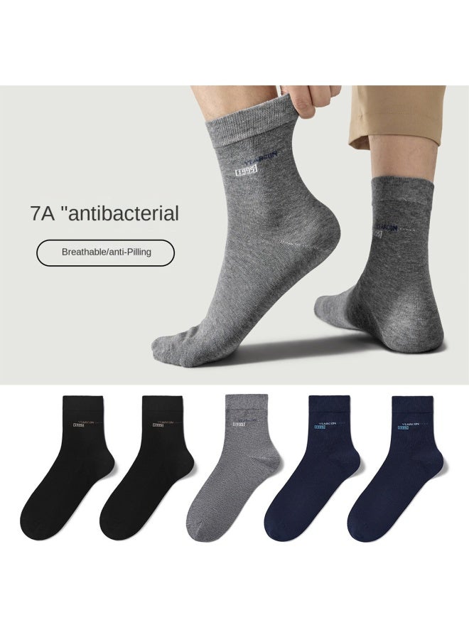 YEARCON Summer Thin Breathable Ankle Socks Men's Casual Sports Socks All-season Regular Men's Loafer Socks Antibacterial Mid-calf Socks - Image 3