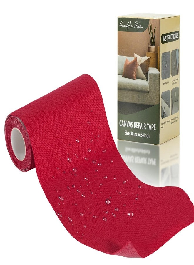 Cindy's Tape Linen Canvas Repair Tape, 4 x 63 in Red Waterproof Self-Adhesive Patch for Outdoor Gear, Durable and Weatherproof Fabric Tape for Boat Covers, Tents, Sofas, Sun Shades, Awnings and Lounge Chairs - Image 1
