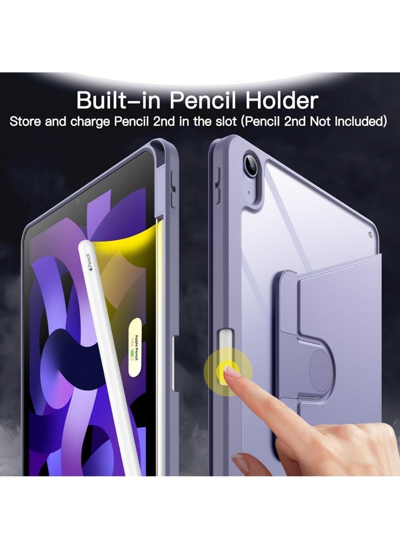 Captaintech Rotating Case for iPad Pro 11-Inch M4 (2024) with Pencil Holder, 360 Degree Rotation Protective Stand Cover Clear Back, Auto Wake/Sleep  - Image 5